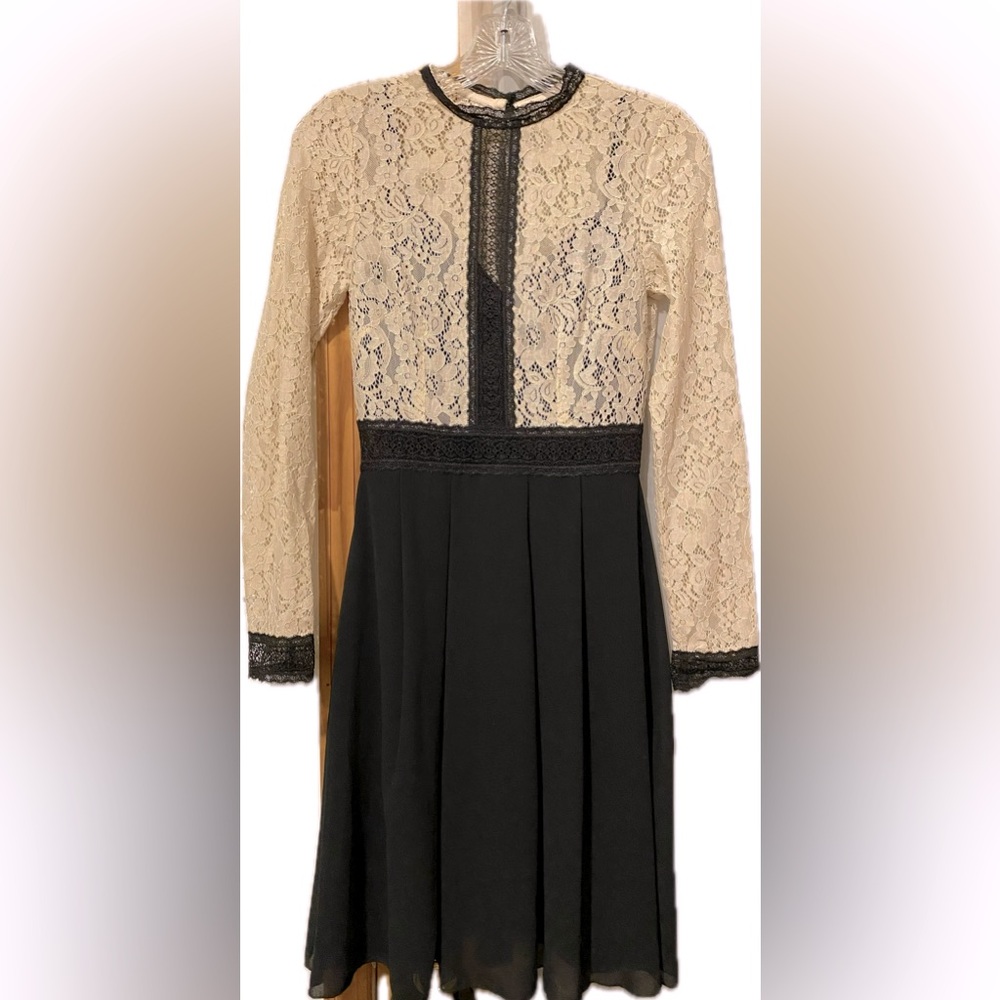 Lace top flare midi dress